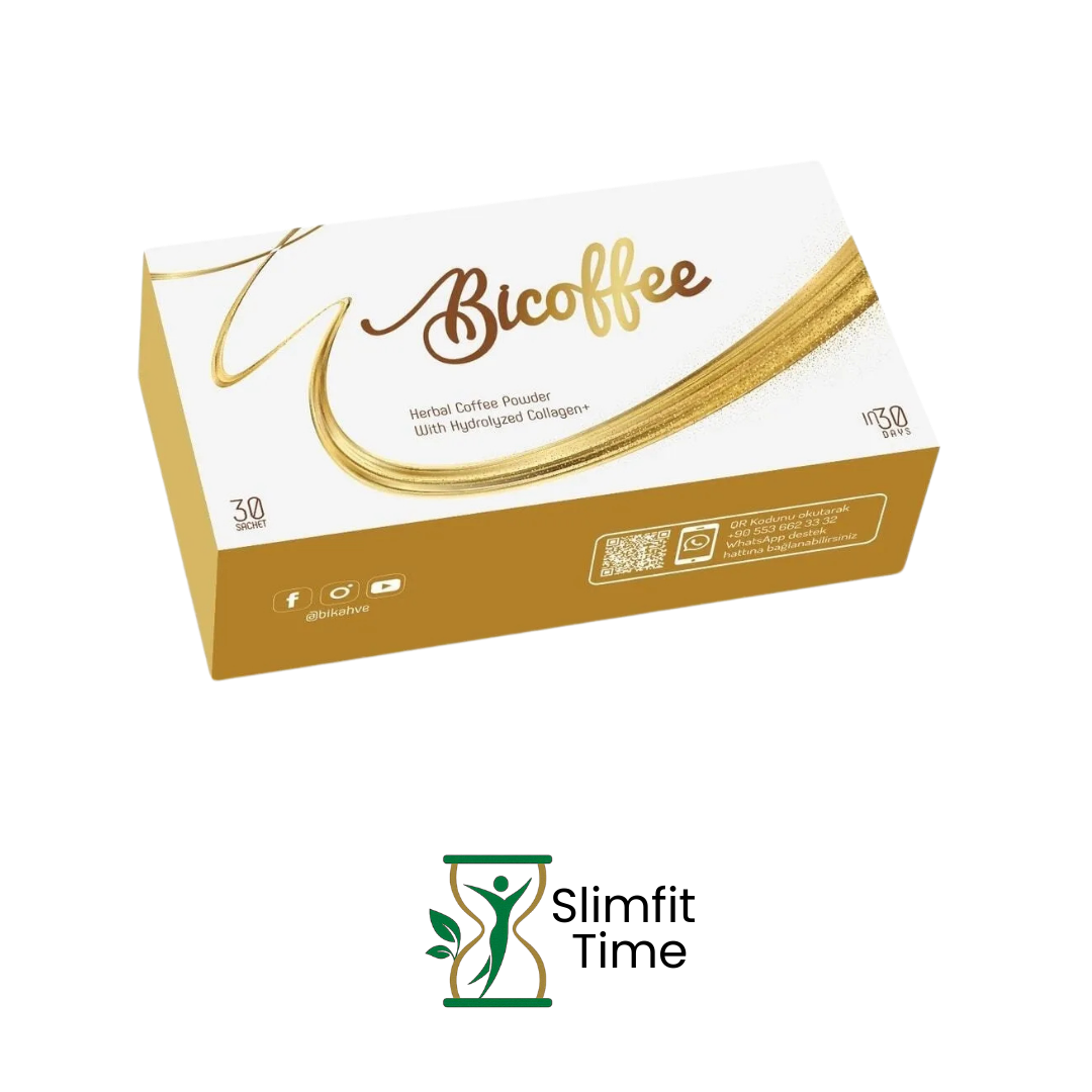 Diox Bicoffe box and a glass of dual-action coffee drink